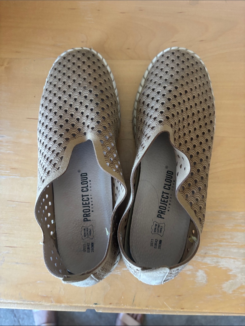 Project Cloud Taupe Perforated Slip-On Flats